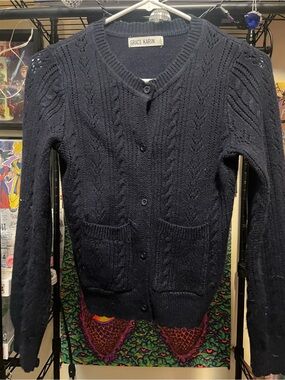 Grace Karin Girls Navy Cable Knit Button-Up Cardigan Size 12Y